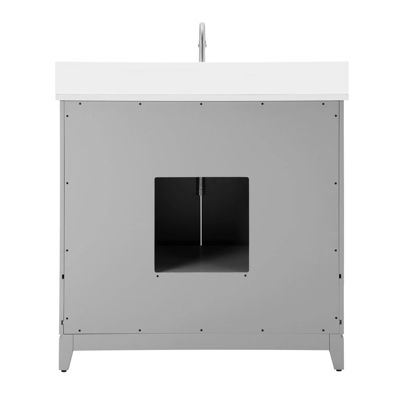 Luton 36" Vanity in Gray with Snow White Quartz Top