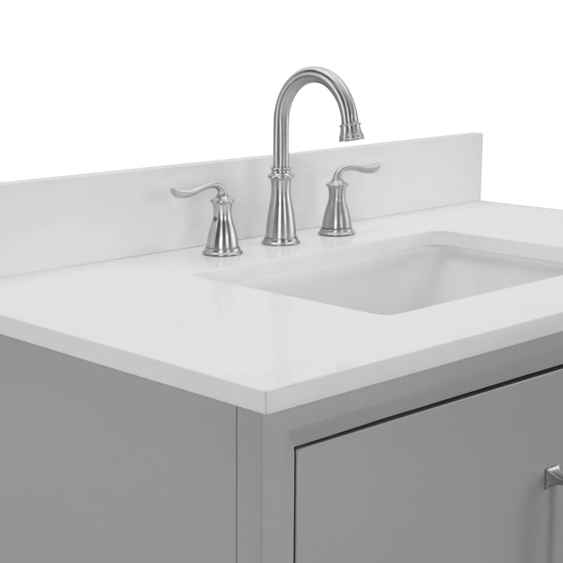 Luton 36" Vanity in Gray with Snow White Quartz Top