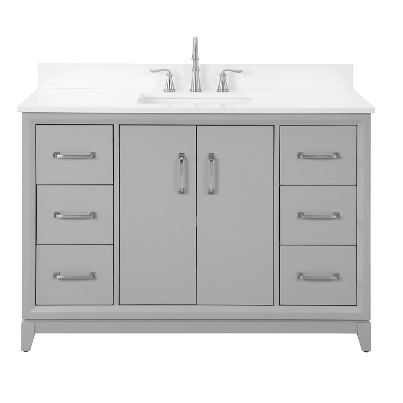 Luton 48"  Single Vanity in Gray with Snow White Quartz Top