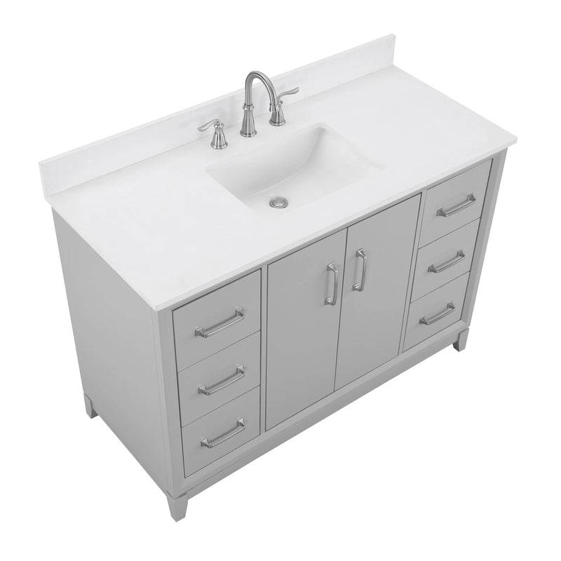 Luton 48"  Single Vanity in Gray with Snow White Quartz Top