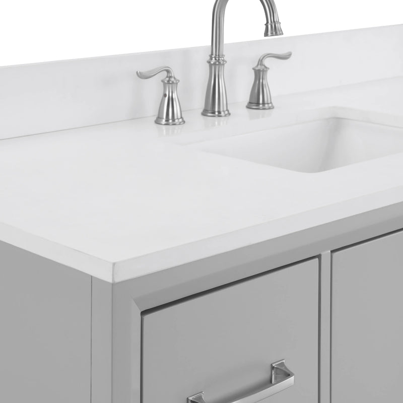 Luton 48"  Single Vanity in Gray with Snow White Quartz Top