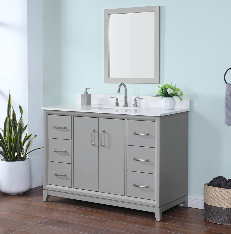 Luton 48"  Single Vanity in Gray with Snow White Quartz Top