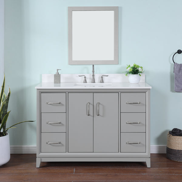 Luton 49" Double Vanity in Gray with Snow White Quartz Top