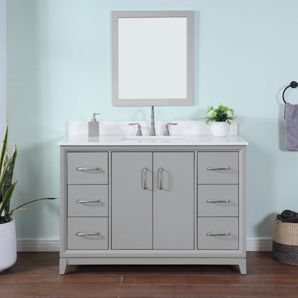 Luton 48"  Single Vanity in Gray with Snow White Quartz Top