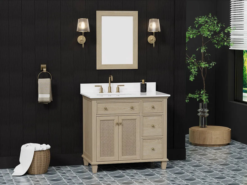 Ronnie 36" Vanity Set with Pure White Quartz top