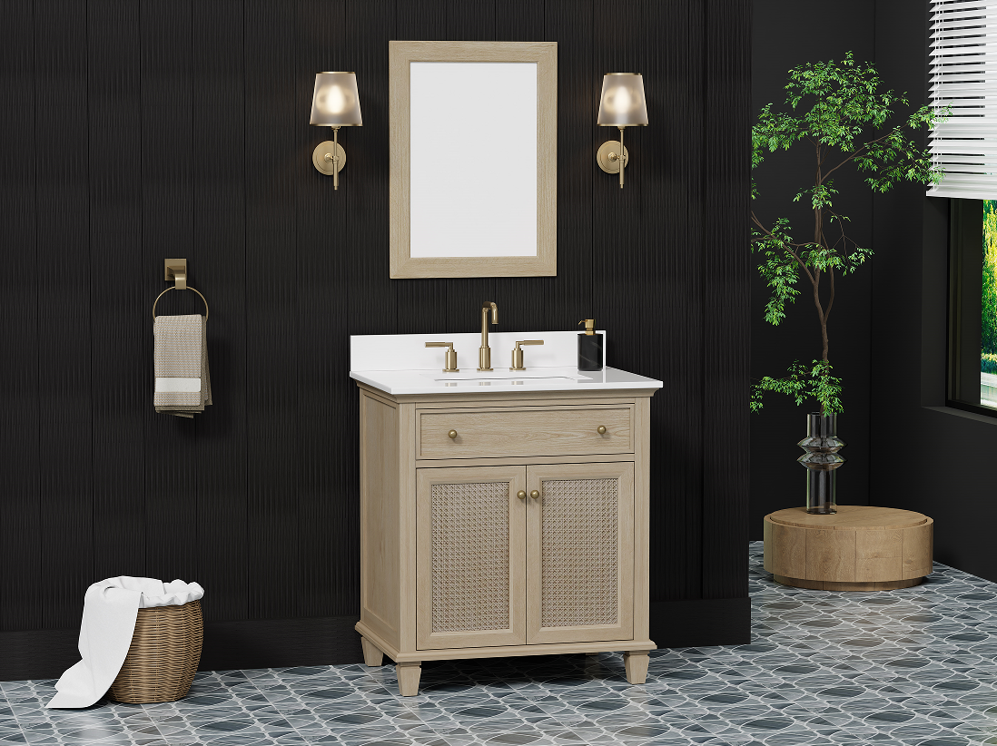 Ronnie 30" Vanity Set with Pure White Quartz Countertop