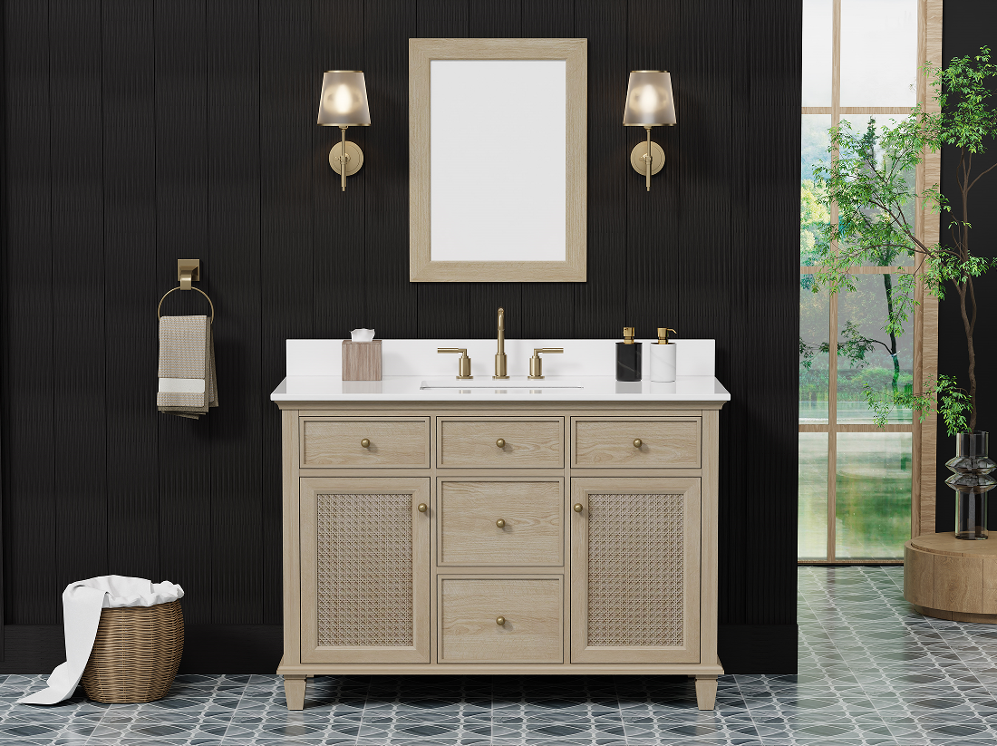 Ronnie 48" Vanity Set with Pure White Quartz Countertop