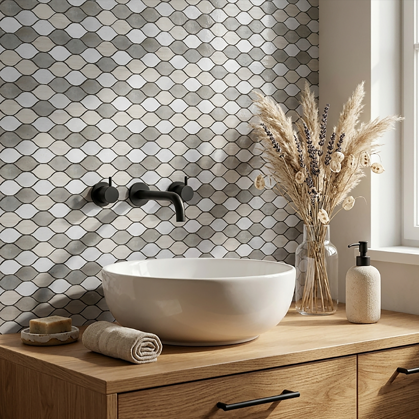 Soft Harmony Feathers 11-1/2-in x 12-in Mixed Marble Mosaic Wall Tile( 4.8 sq. ft. /Box )