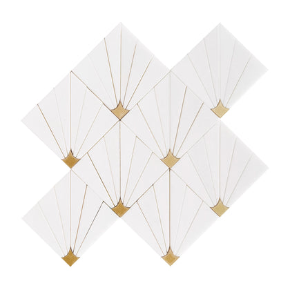 Thassos With Brass 11-in x 11-in Waterjet Mosaic Wall Tile( 4.3 sq. ft. /Box )