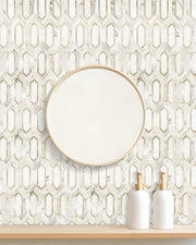 Calacatta Gold with Metal Elongated Hexagon 12-in x 14-in Waterjet Mosaic Wall Tile( 5.72 sq. ft. /Box )