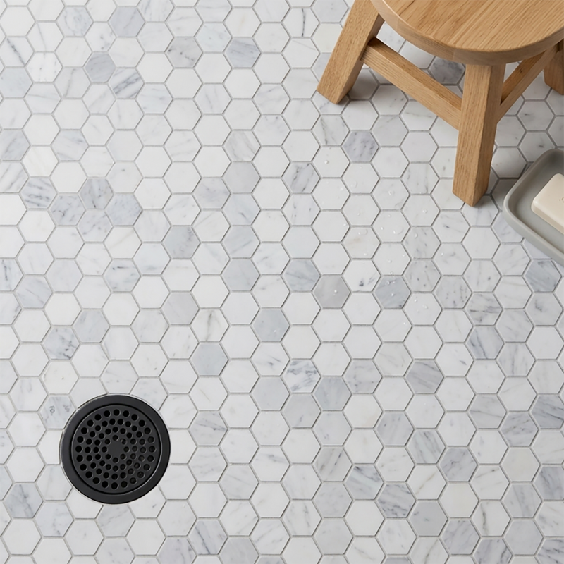 2-in Oriental White Hexagon 12-in x 12-in Honed Marble Mosaic Floor and Wall Tile ( 5 sq. ft. /Box )