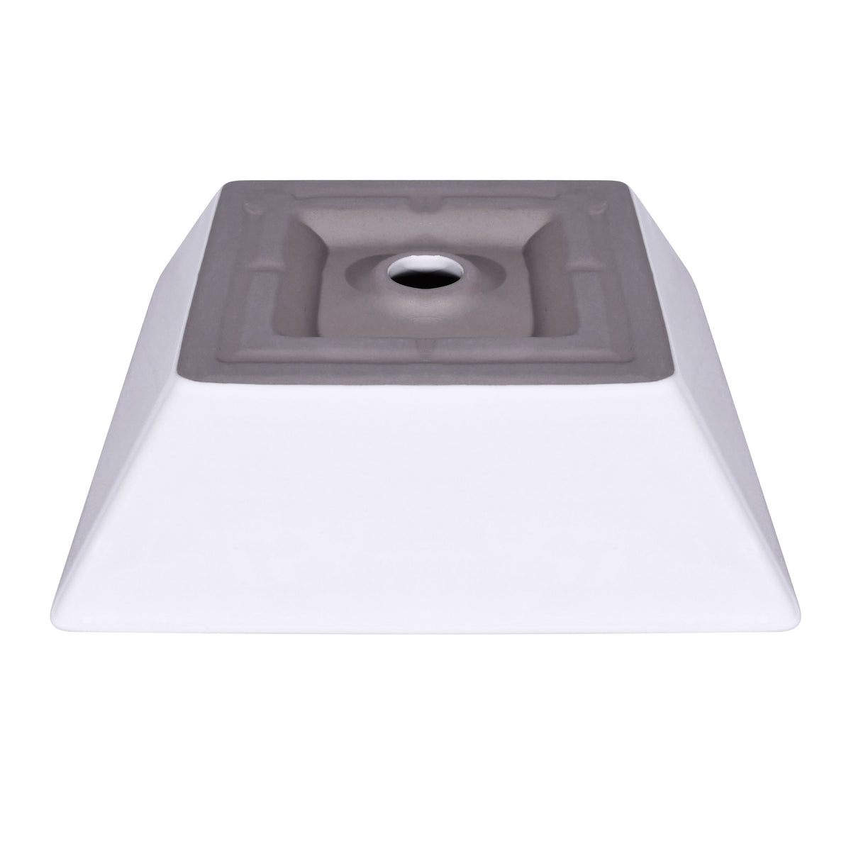 16-inch Square Modern White Ceramic Vessel Sink top view, showcasing sleek geometric design and matte finish.