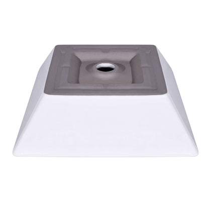 16-inch Square Modern White Ceramic Vessel Sink top view, showcasing sleek geometric design and matte finish.