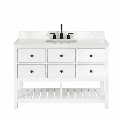 Encino 48" Single Vanity With Carrara White Quartz Stone Top