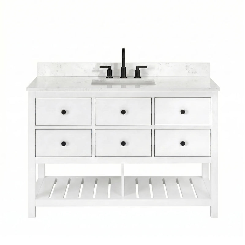 Encino 48" Single Vanity With Carrara White Quartz Stone Top