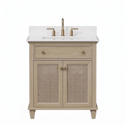 Ronnie 30" Vanity Set with Pure White Quartz Countertop