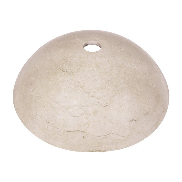 17 inch round beige marble vessel sink showcasing a unique bathroom sink design with a polished finish.