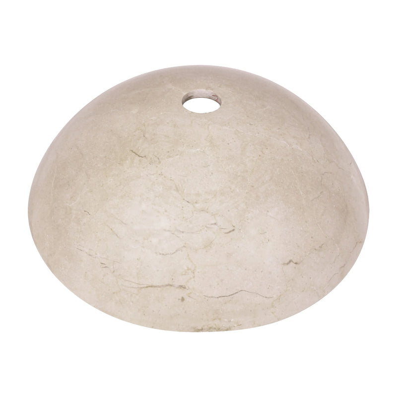 17 Inch Round Bowl Crema Marfil Marble Bathroom Artistic Vessel Sink