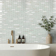 12-in x 12-in Ballentine Marble & Glass Mix Random Strip Mosaic Wall Tile( 10 sq. ft. /Box )