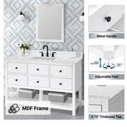 Encino 48" Single Vanity With Carrara White Quartz Stone Top