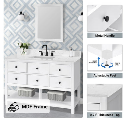 Encino 60" Double Vanity With Carrara white Quartz Stone Top