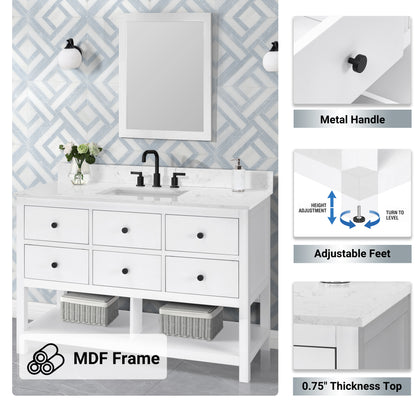 Encino 60" Double Vanity With Carrara white Quartz Stone Top