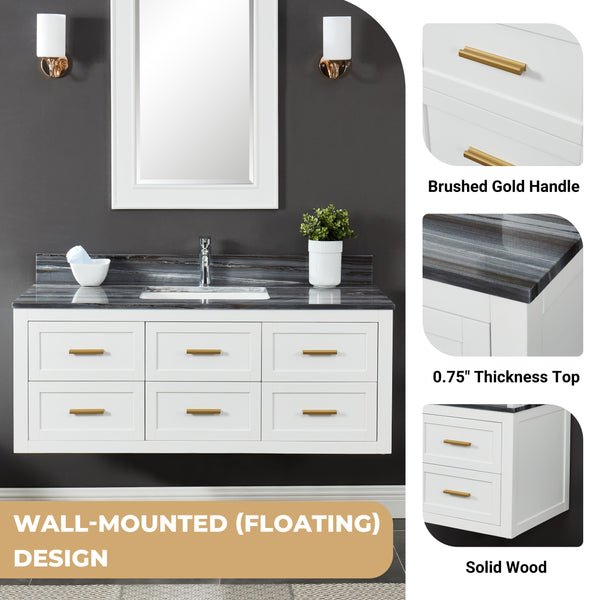 Ralph 48" Wall Mounted Vanity with Palissandro Blue Marble Top