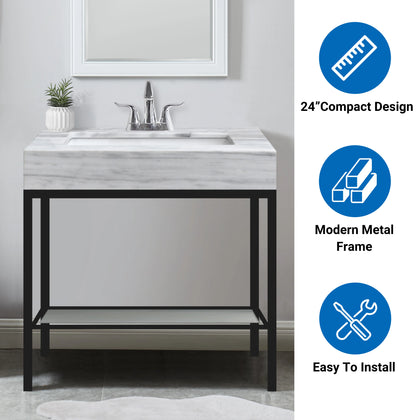 Vaia 24" Bathroom Vanity Set with Natural Marble Top