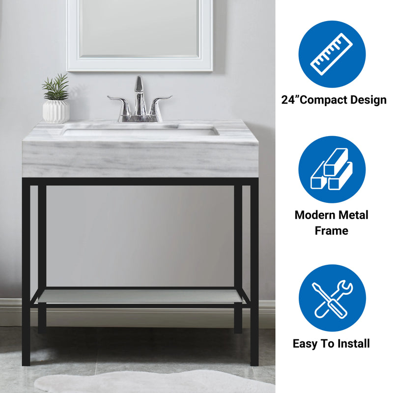Vaia 24" Bathroom Vanity Set with Natural Marble Top