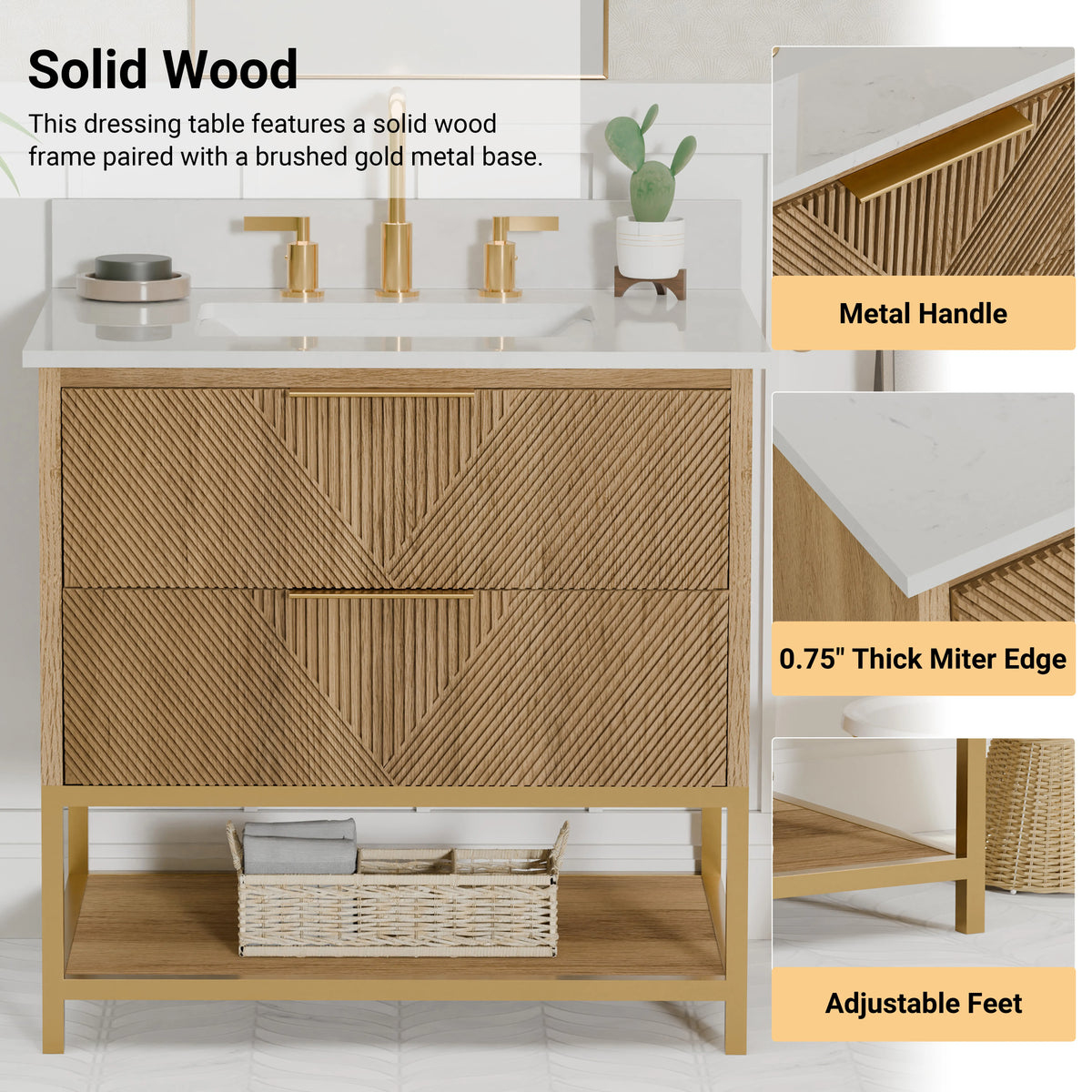 Waymart 30" Single Vanity With Pure White Quartz Top