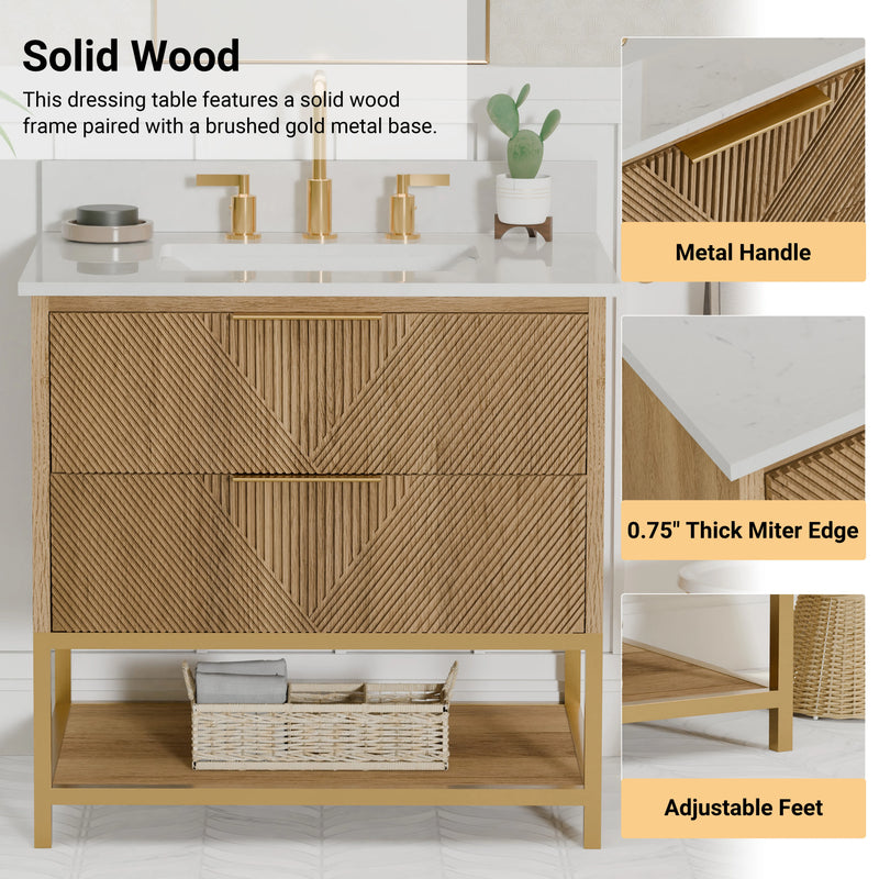 Waymart 30" Single Vanity With Pure White Quartz Top