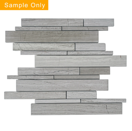 Wooden White Random Strip Honed Marble Mosaic Wall Tile - Sample (Product Shown is Full Size)