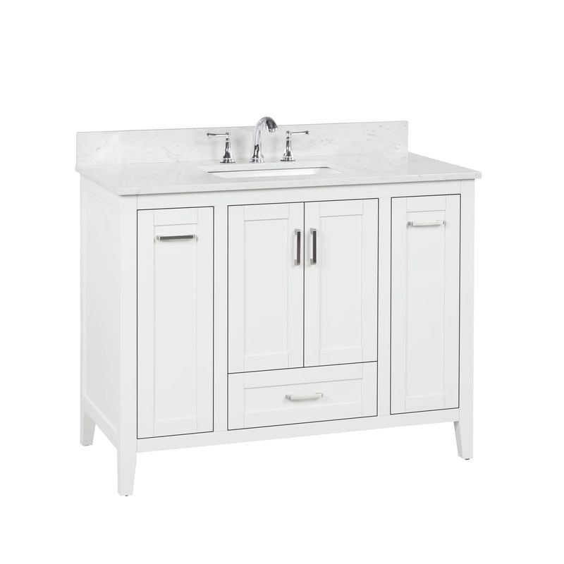 Milford 42" Single Vanity With Carrara white Quartz Stone Top