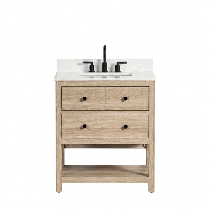 Encino 30" Single Vanity With Carrara White Quartz Stone Top