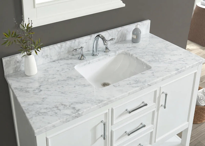 Premium Manhattan 48" Vanity With Premium Carrara Marble Top