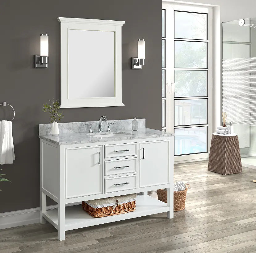 Premium Manhattan 48" Vanity With Premium Carrara Marble Top