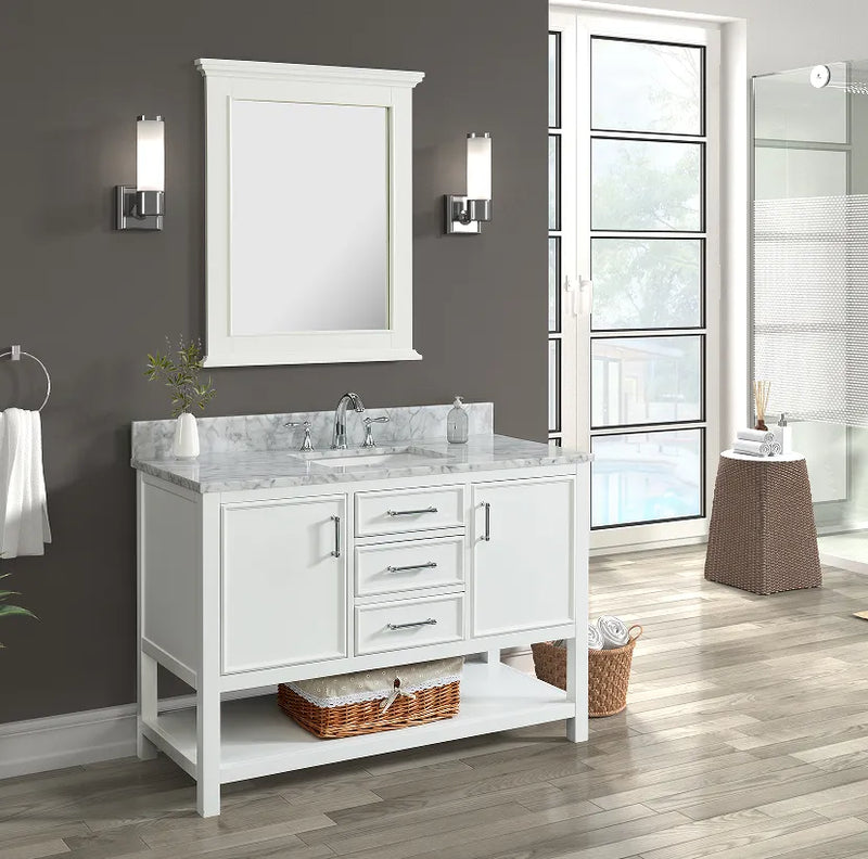 Premium Manhattan 48" Vanity With Premium Carrara Marble Top