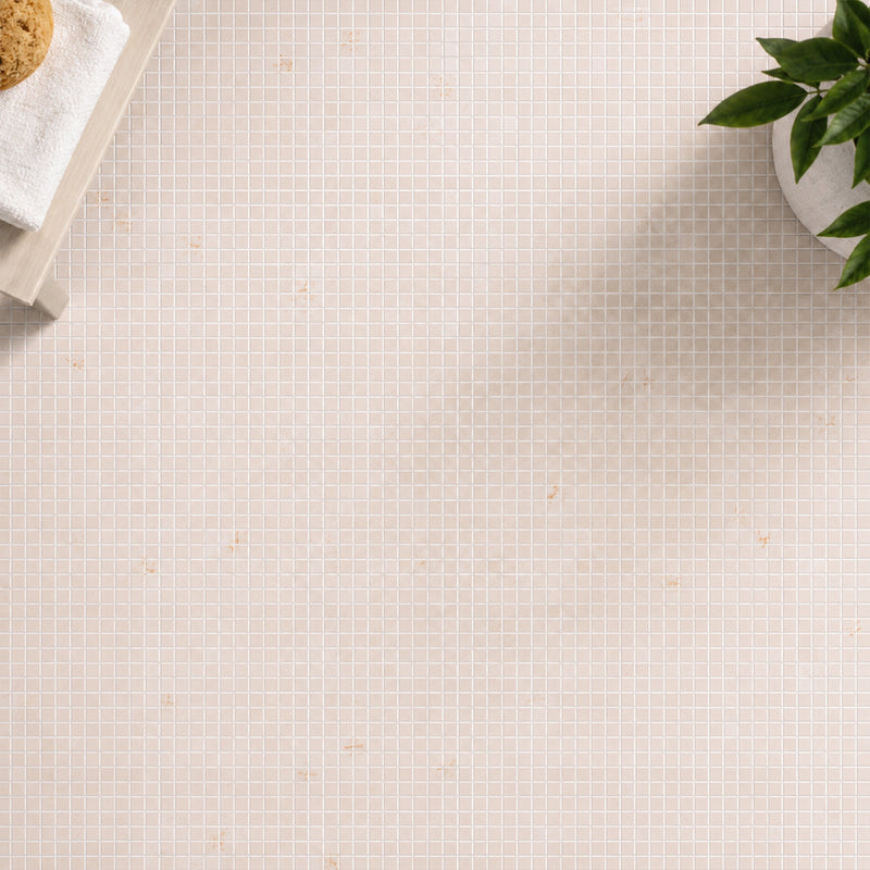 Cream Marfil 12-in x 12-in Polished Mosaic Floor and Wall Tile( 5 sq. ft. /Box )