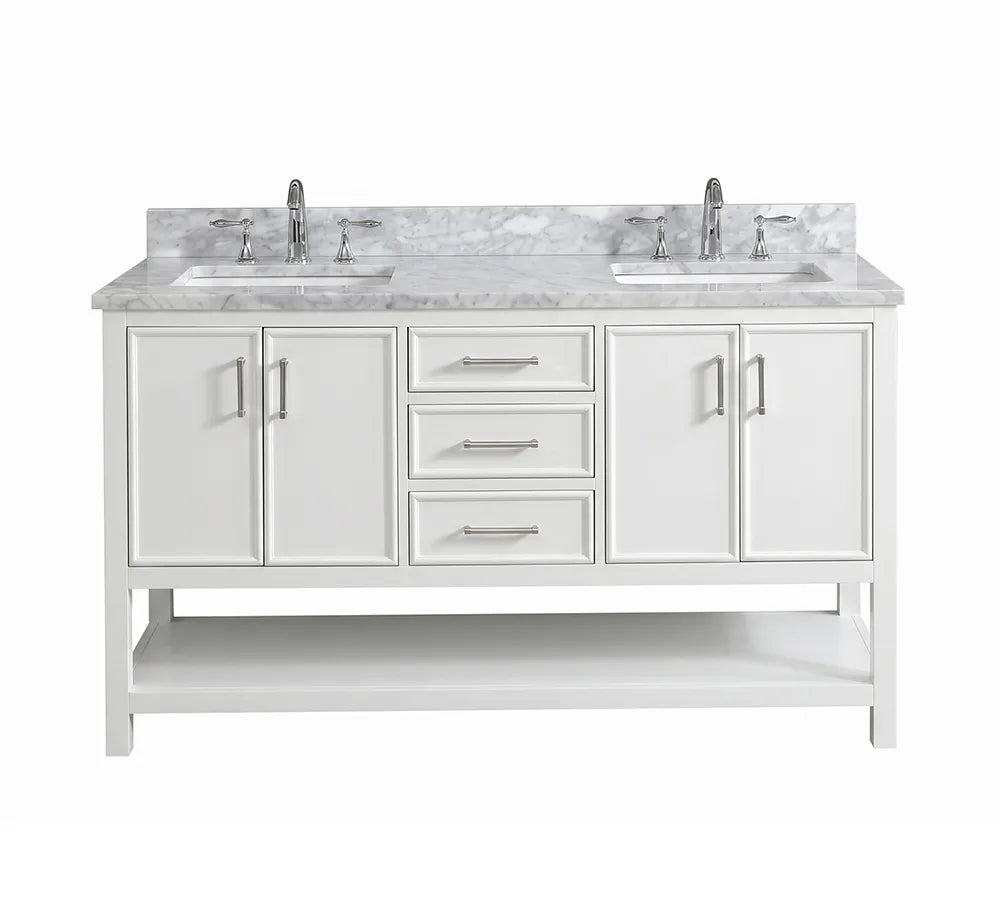 Premium Manhattan 60" Vanity With Premium Carrara Marble Top