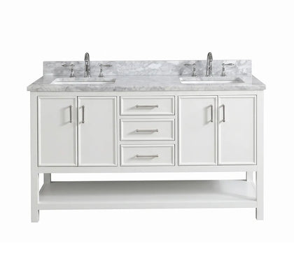Premium Manhattan 60" Vanity With Premium Carrara Marble Top