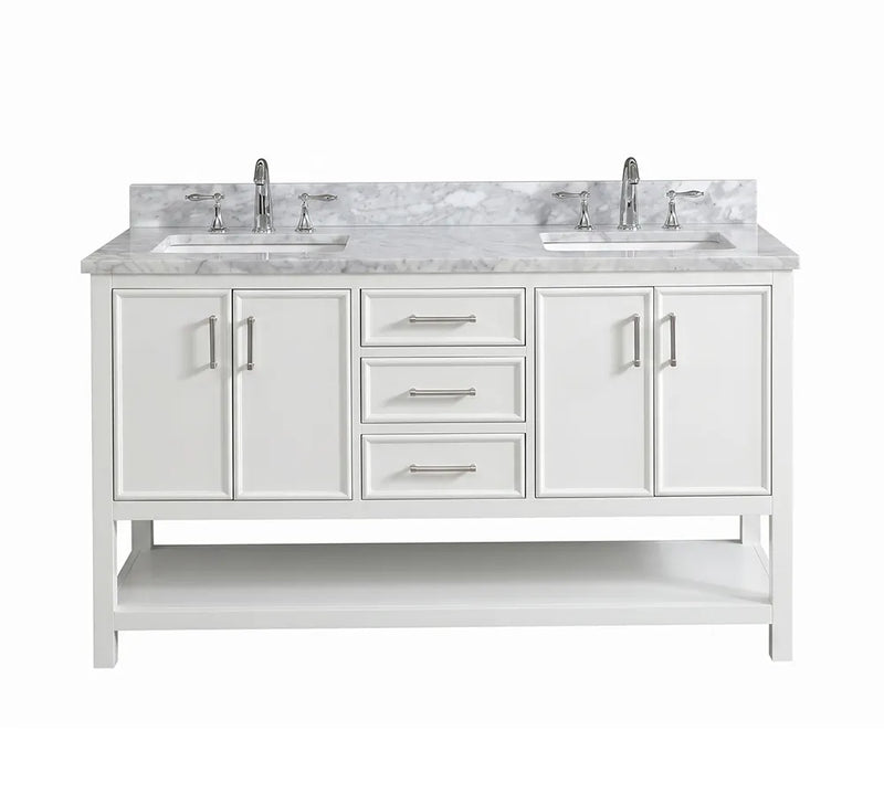 Premium Manhattan 60" Vanity With Premium Carrara Marble Top
