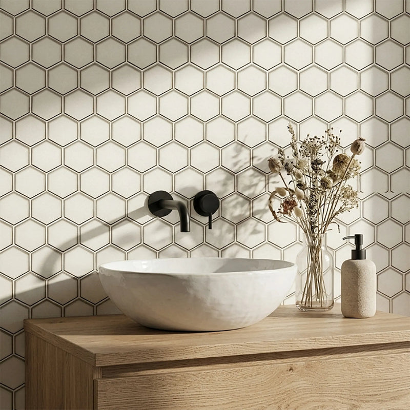 3” Hexagon Silver 9-in x 11-in Glass Mosaic with Silver Trim Glass Mosaic Wall Tile( 7 sq. ft. /Box )