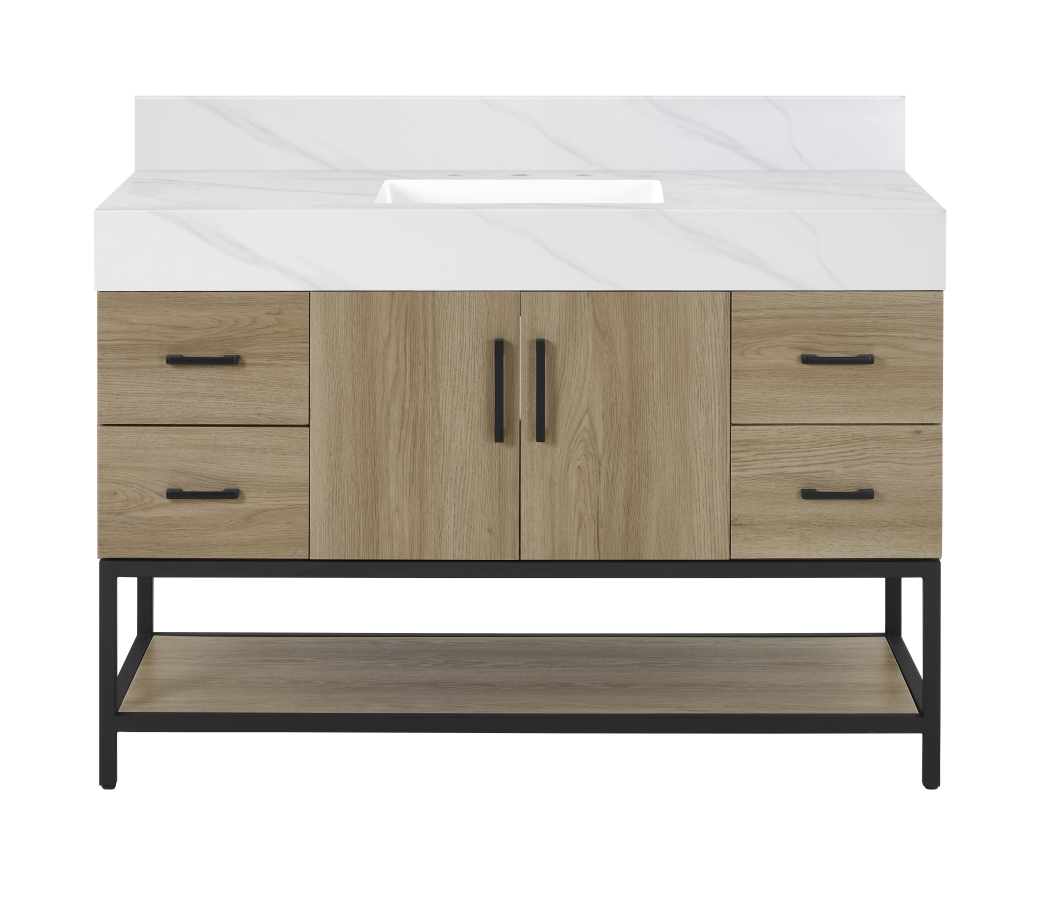 Utopia 48" Vanity in Dark Oak with Calacatta Sintered Stone Top
