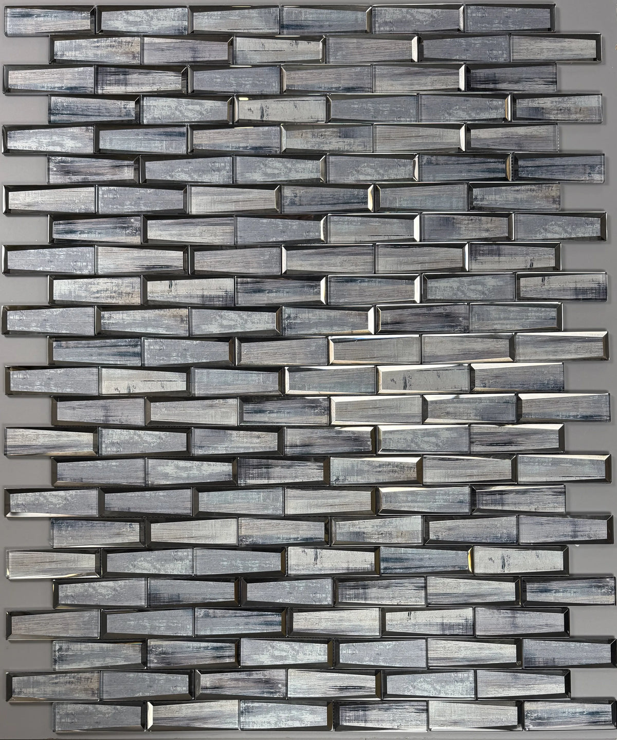 Blue & Gray Wood  Grain 12-in x 12-in 3D Glass Mosaic Wall Tile( 10 sq. ft. /Box )