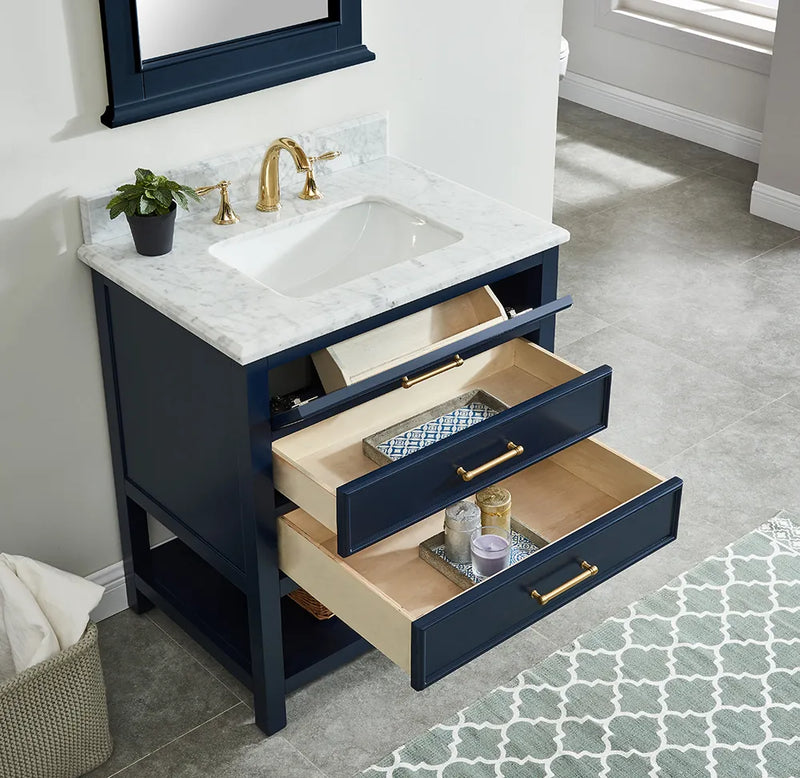 1.0 Manhattan 30" Vanity With Carrara Marble Top