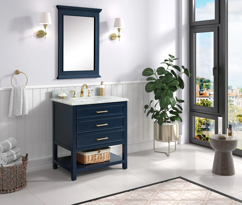 1.0 Manhattan 30" Vanity With Carrara Marble Top