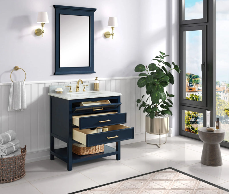1.0 Manhattan 30" Vanity With Carrara Marble Top
