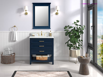 Manhattan  30" Vanity With Carrara Marble Top