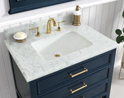 1.0 Manhattan 30" Vanity With Carrara Marble Top