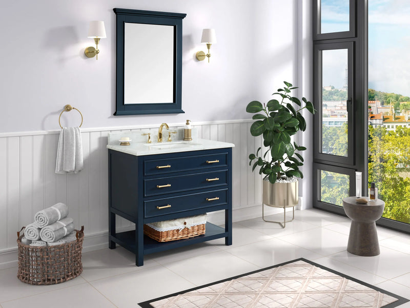 1.0 Manhattan 36" Single Vanity With Carrara Marble Top